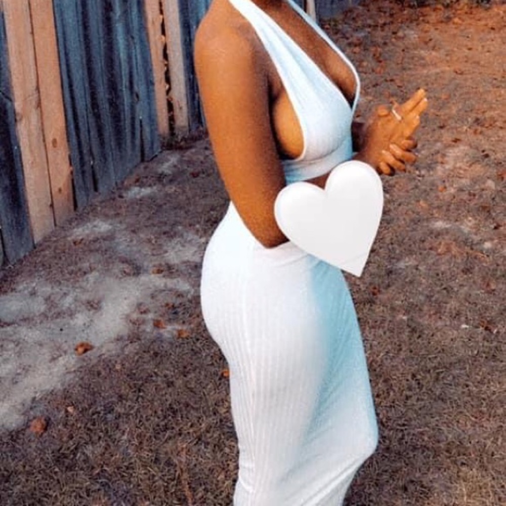 White tight fitted dress